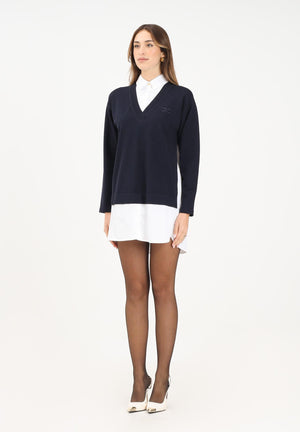 ELISABETTA FRANCHI Abito corto da donna composto da camicia bianca e maglia blu AM09T56E2 EF7 ELISABETTA FRANCHI 