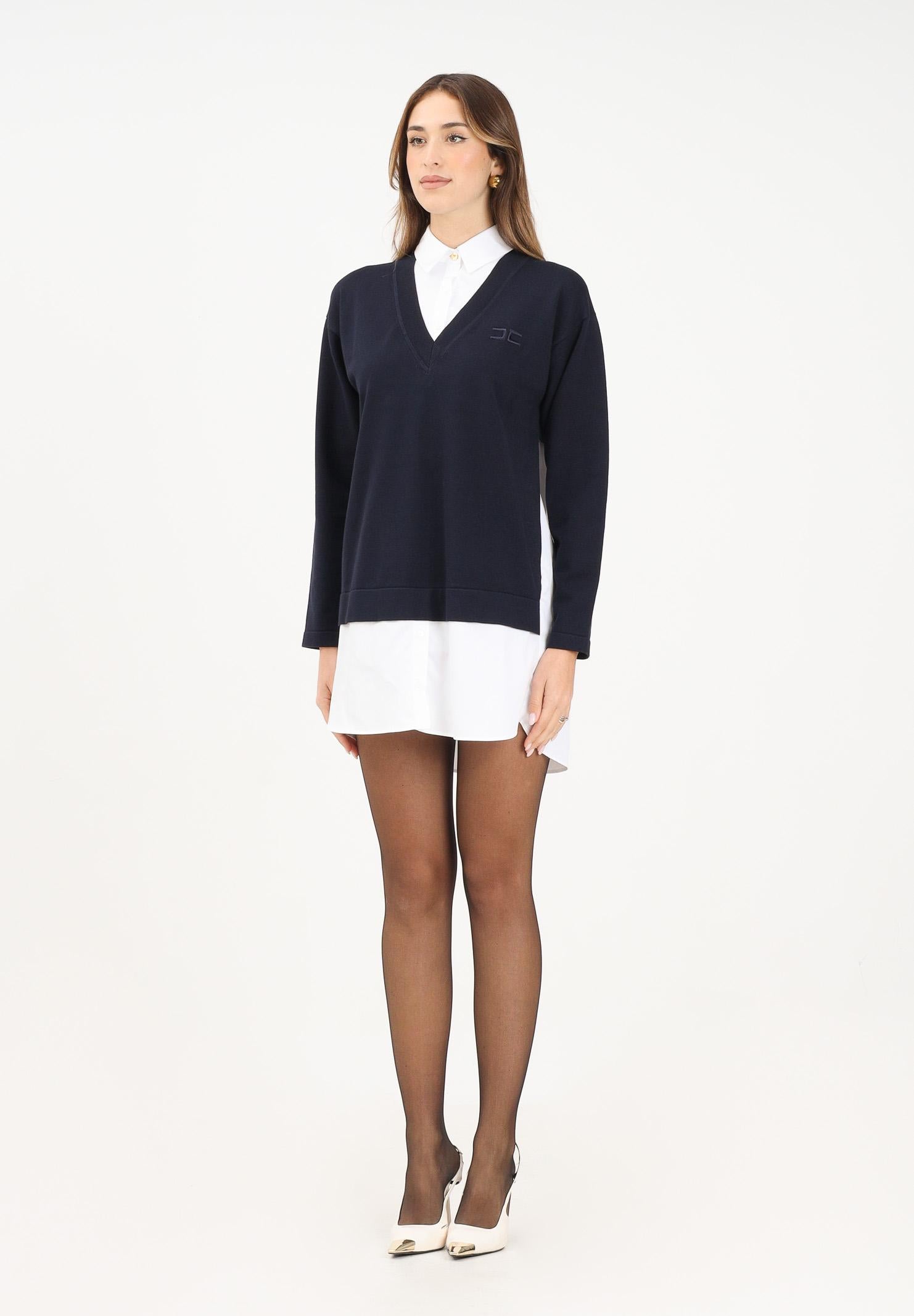 ELISABETTA FRANCHI Abito corto da donna composto da camicia bianca e maglia blu AM09T56E2 EF7 ELISABETTA FRANCHI 