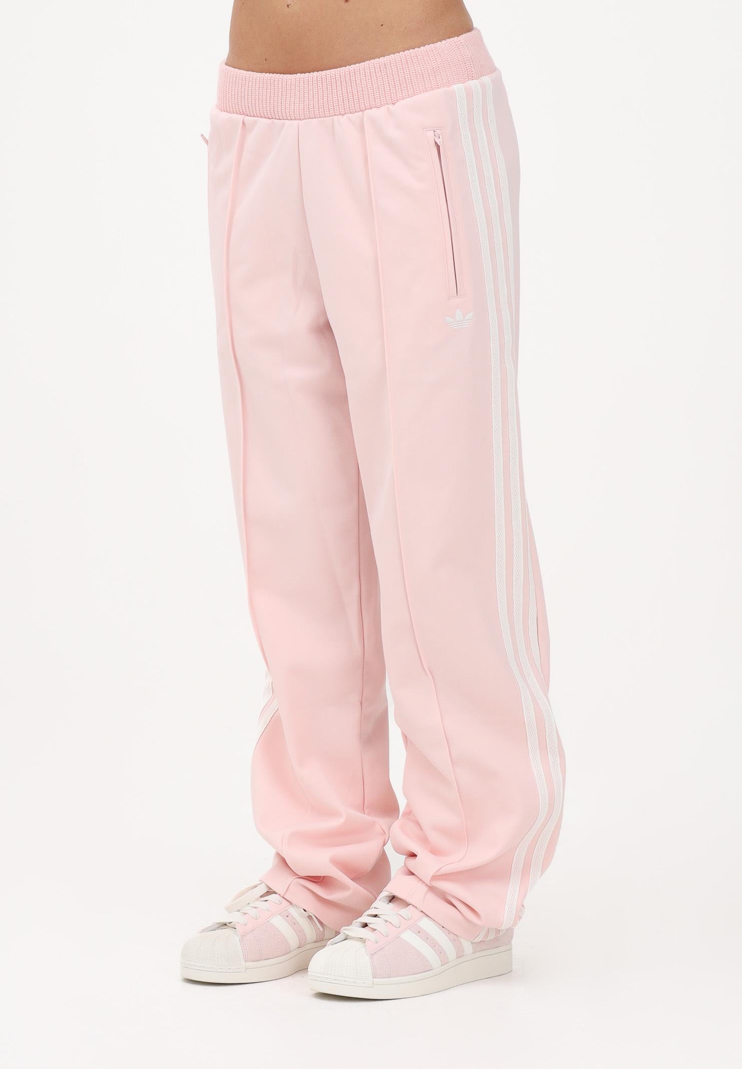 ADIDAS ORIGINALS Pantalone sportivo Firebird rosa da donna con dettagli in maglia all'uncinetto KD4315 . ADIDAS ORIGINALS 