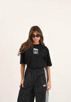 ADIDAS ORIGINALS T-shirt a manica corta Leo Oversize nera da donna JV7569  ADIDAS ORIGINALS 
