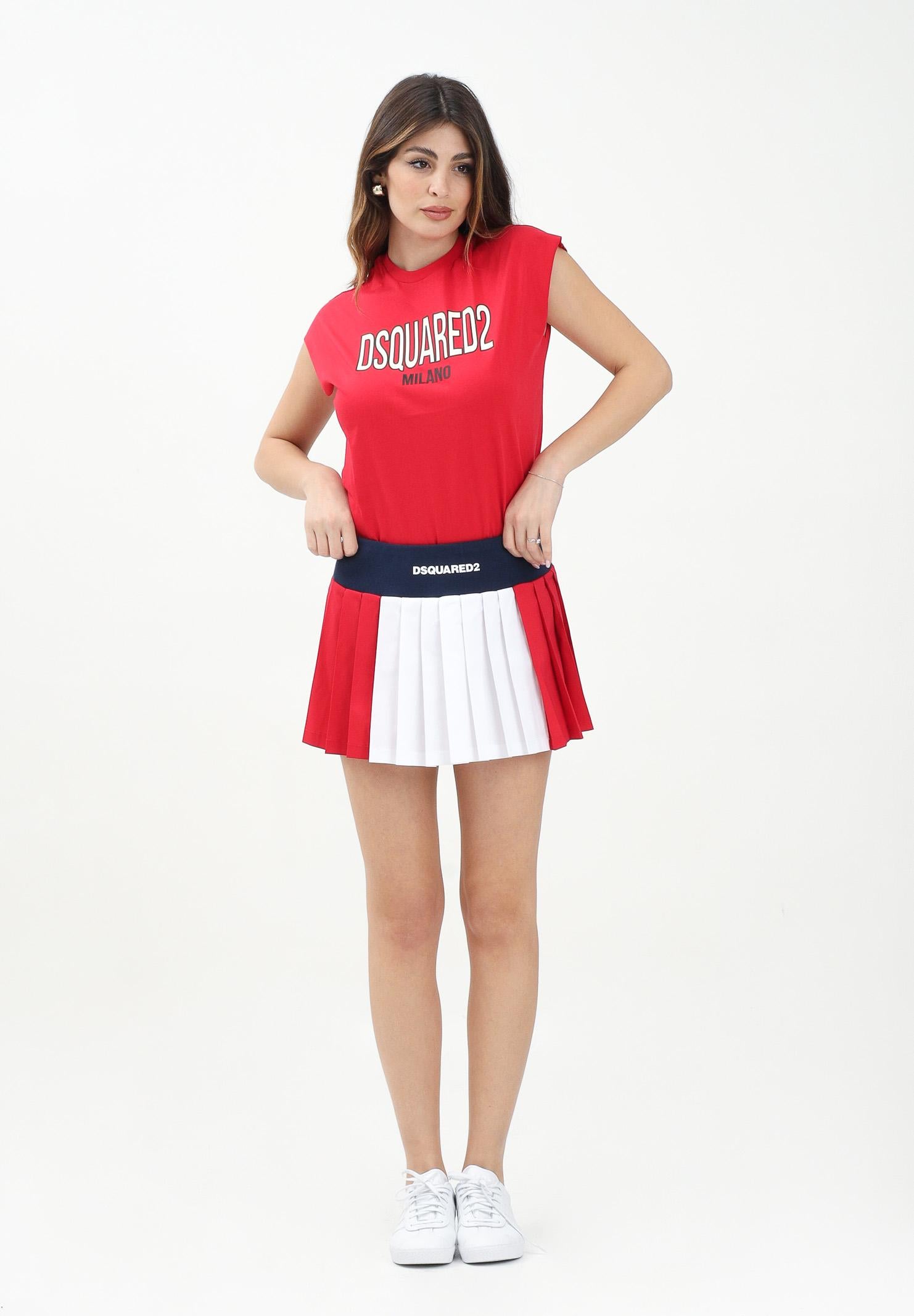 DSQUARED2 Gonna corta tricolore per donna e bambina con stampa logo DQ2810D0ABR DQ100 DSQUARED2 