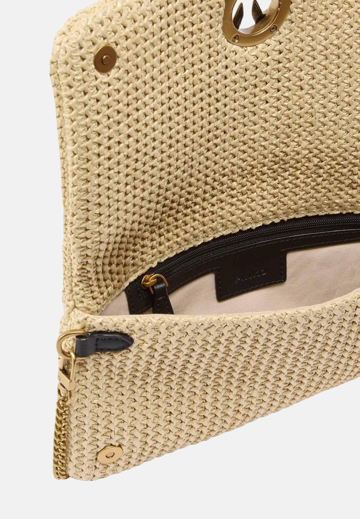 PINKO Pochette Love Bag Click Soft Horizontal Mini in rafia beige da donna 106023A391 C24Q PINKO 