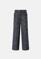 PINKO Pantaloni JEEP a gamba larga con stampa animalier e microstrass Grey Dark, grigio scuro, donna. 107520A3GO I90 PINKO 