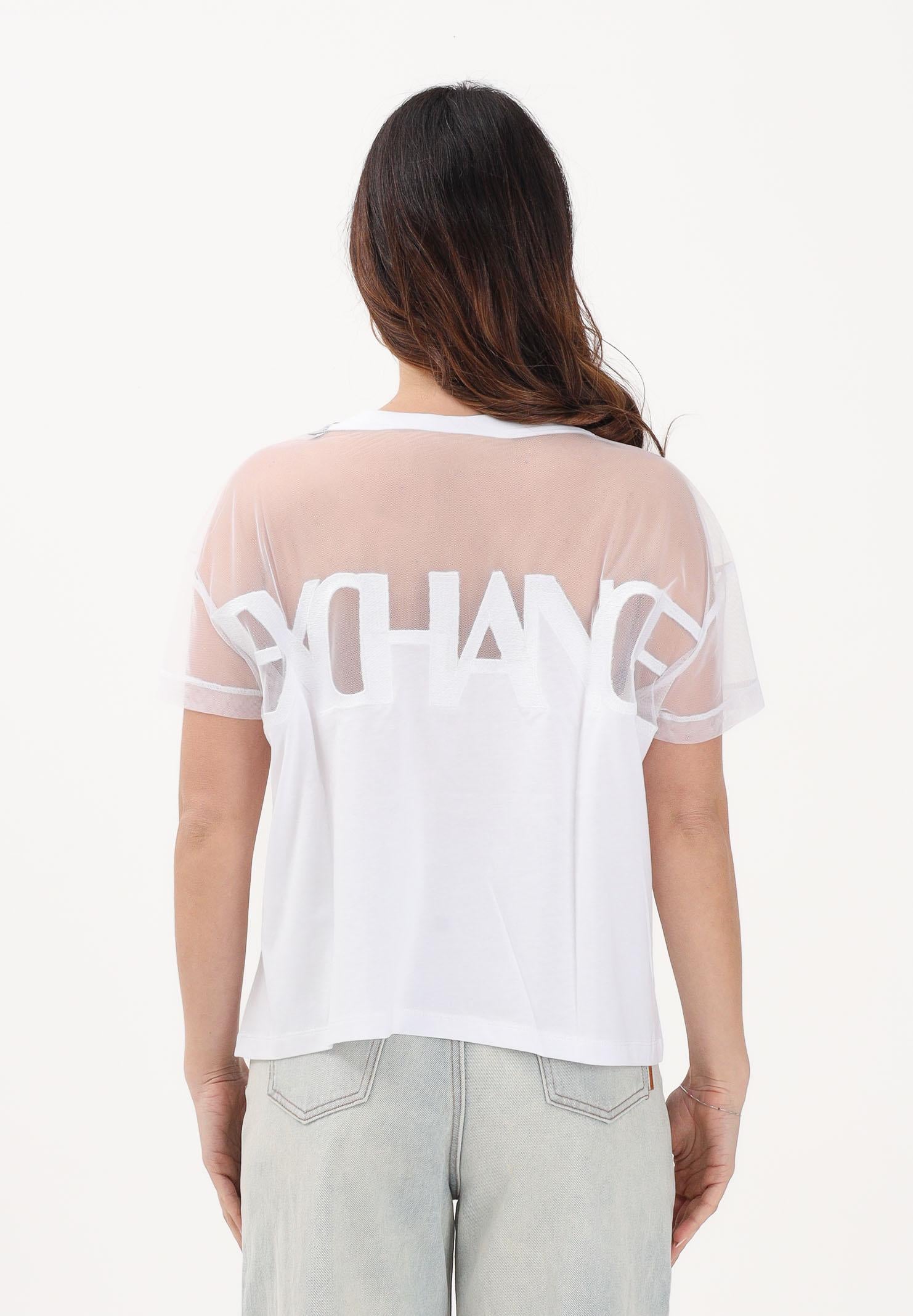 ARMANI EXCHANGE T-shirt a manica corta bianca da donna con inserto in tulle trasparente XW002332AF10356 U0002 ARMANI EXCHANGE 