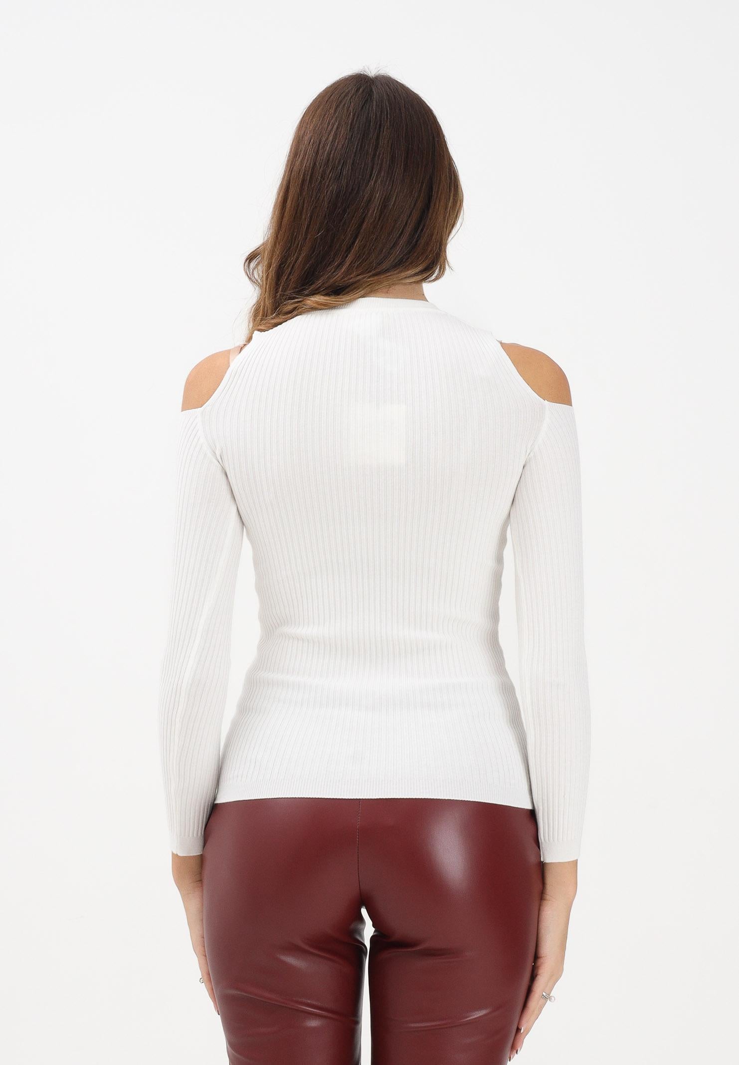 VICOLO Maglia girocollo bianca da donna con spalle scoperte 22185F BI VICOLO 
