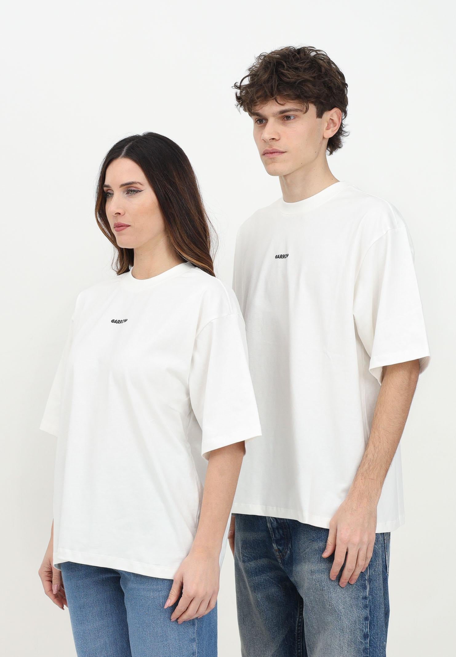 BARROW T-shirt a manica corta bianca per uomo e donna con maxi stampa S5BWUATH010 002 BARROW 