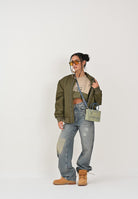 MAISON MARGIELA Bomber verde per donna, ragazzi e bambini con Patch Numeric M60832MM03B M6514 MAISON MARGIELA 