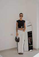 ELISABETTA FRANCHI T-shirt smanicata nera da donna con logo gioiello MA01656E2 110 ELISABETTA FRANCHI 