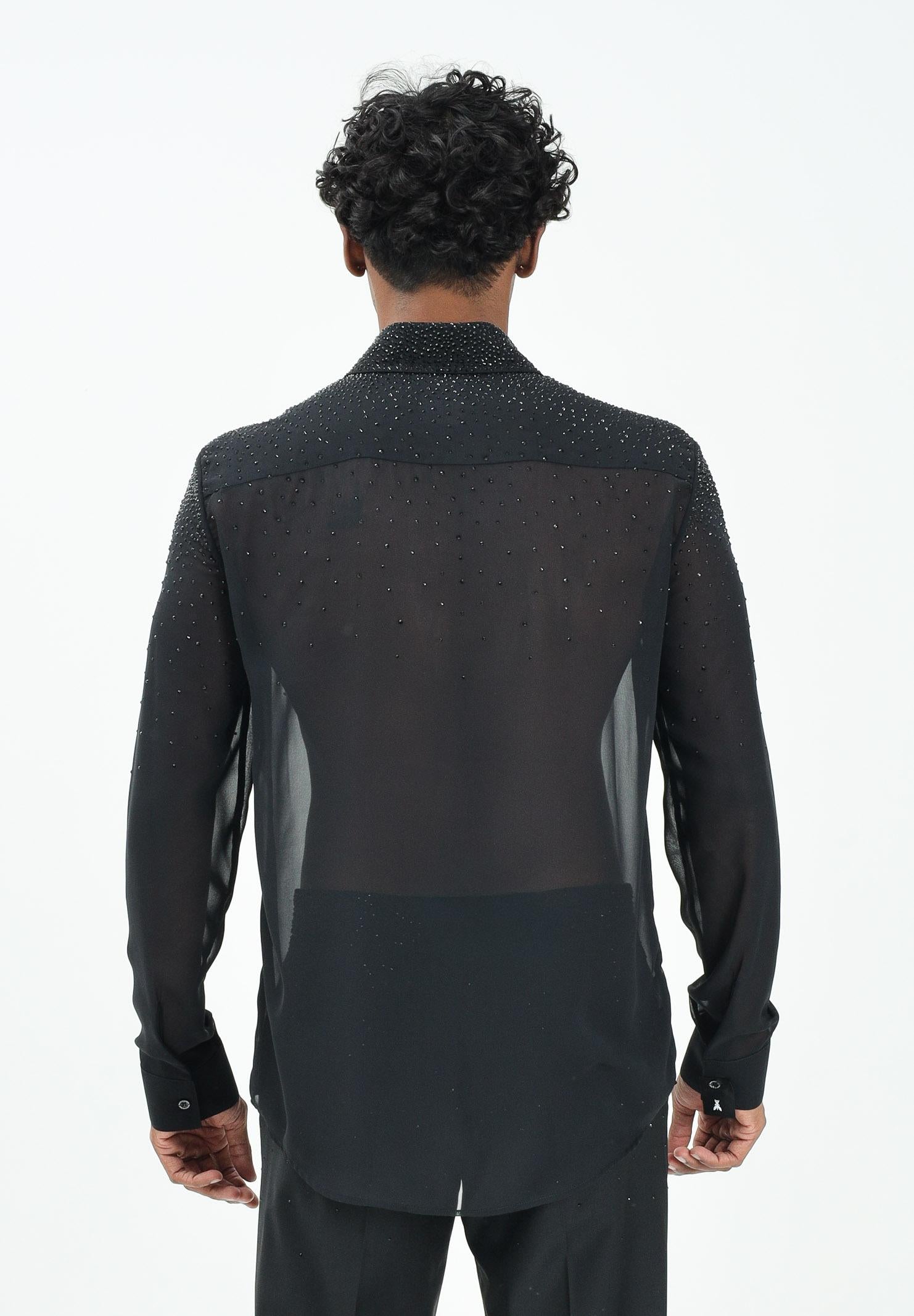 PATRIZIA PEPE Camicia nera da uomo arrichita da strass 5C0334A685 K103 PATRIZIA PEPE 