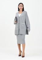 PINKO Cardigan lungo grigio da donna con logo 105451A2Q9 II2 PINKO 