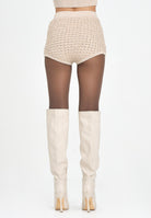 ELISABETTA FRANCHI Shorts beige da donna in bouclé con paillettes<BR/> KS05Q56E2 EA2 ELISABETTA FRANCHI 