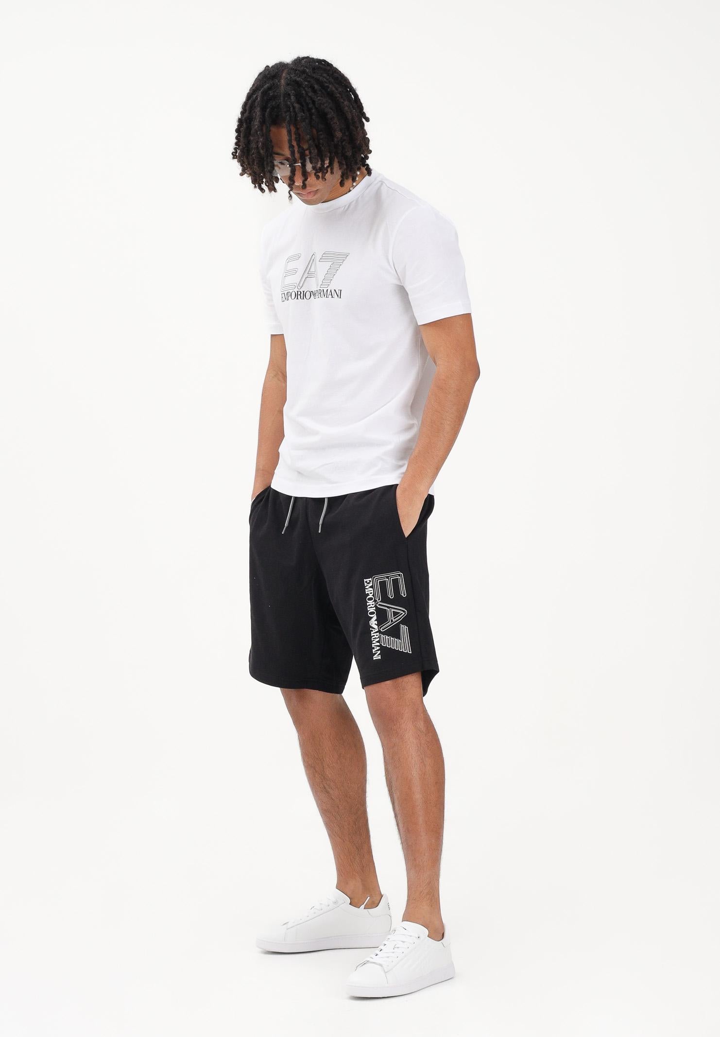 EA7 Shorts sportivo nero da uomo con stampa logo 7M001315AF13512 UC001 EA7 
