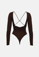 ELISABETTA FRANCHI Body manica lunga marrone da donna con drappeggi BO00356E2 EA3 ELISABETTA FRANCHI 