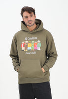 MARKET Felpa con cappuccio verde militare da uomo caratterizzata da stampa di orsetti F5MKMAHS019 949 MarKET 