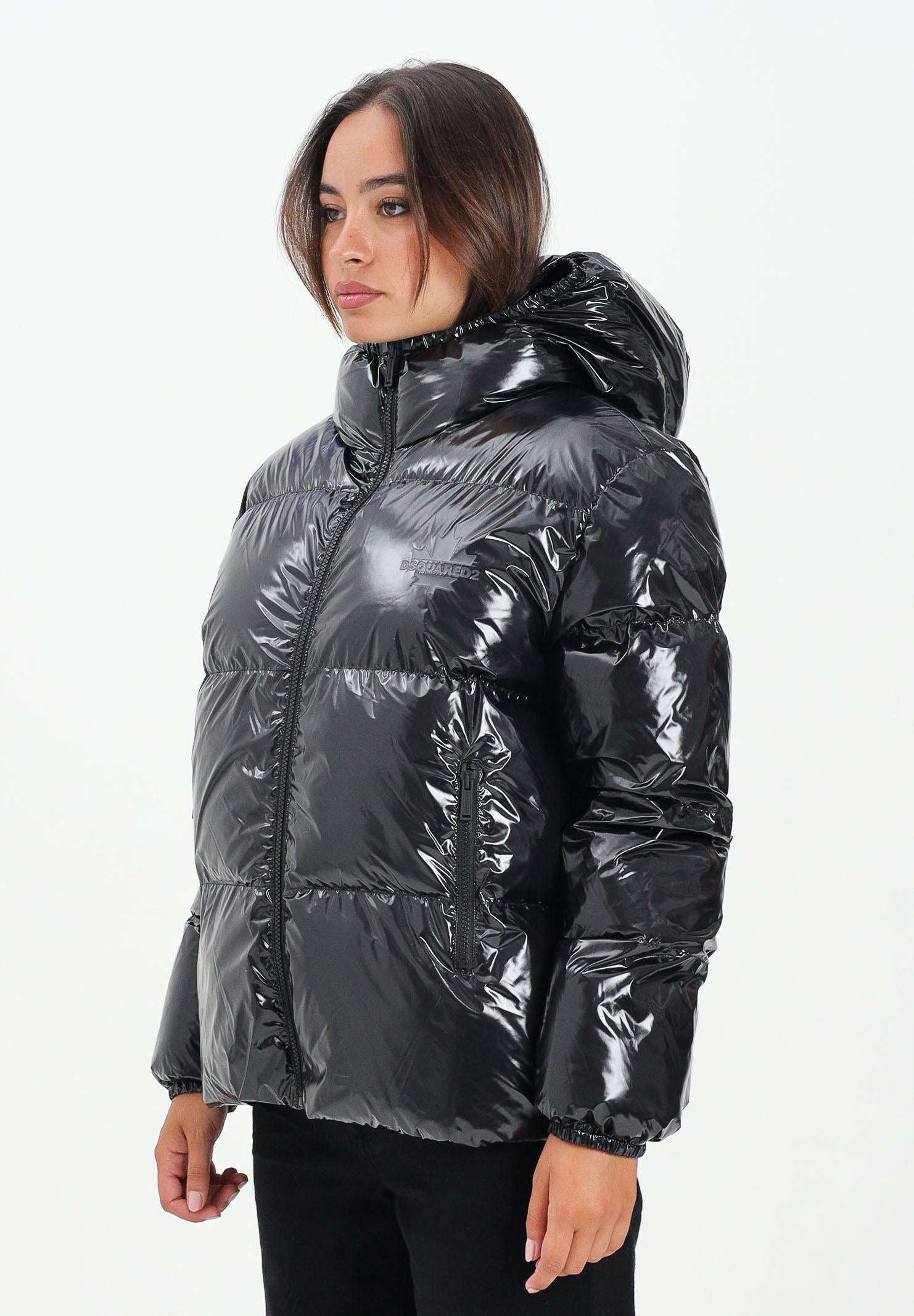 DSQUARED2 Piumino nero per donna, ragazzi e bambini con logo Maple Leaf DQ3042D0ADY DQ900 DSQUARED2 