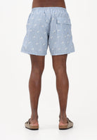 GCDS Shorts mare celeste da uomo con stampa rigata e logo all-over C1MWQS252T015 733A GCDS 