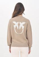 PINKO Maglioncino girocollo cammello da donna con maxi logo 105561A2SI MZ2 PINKO 