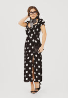 MAR DE MARGARITAS Abito midi Nikita nero da donna con stampa a pois MMABW01534 NE140 Mar de margaritas 