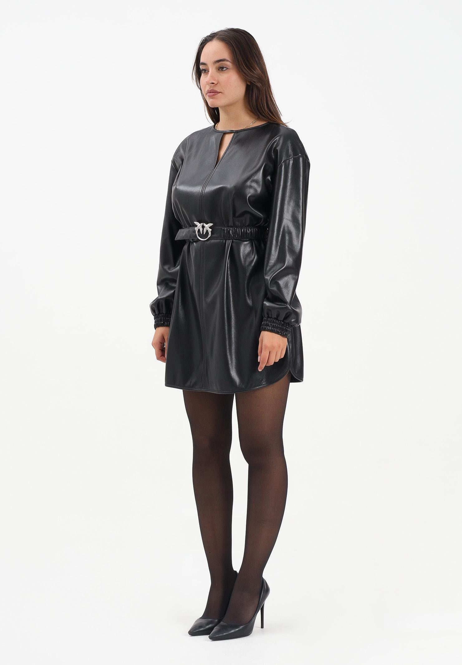 PINKO Abito corto nero da donna effetto pelle 105587A2P4 Z99 PINKO 