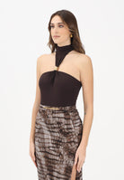 ELISABETTA FRANCHI Body smanicato marrone da donna con dettaglio gioiello BO01761E2 EV9 ELISABETTA FRANCHI 