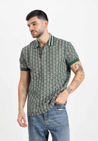 LACOSTE Polo a manica corta verde da uomo in jacquard con monogramma DH1417 D1R LACOSTE 