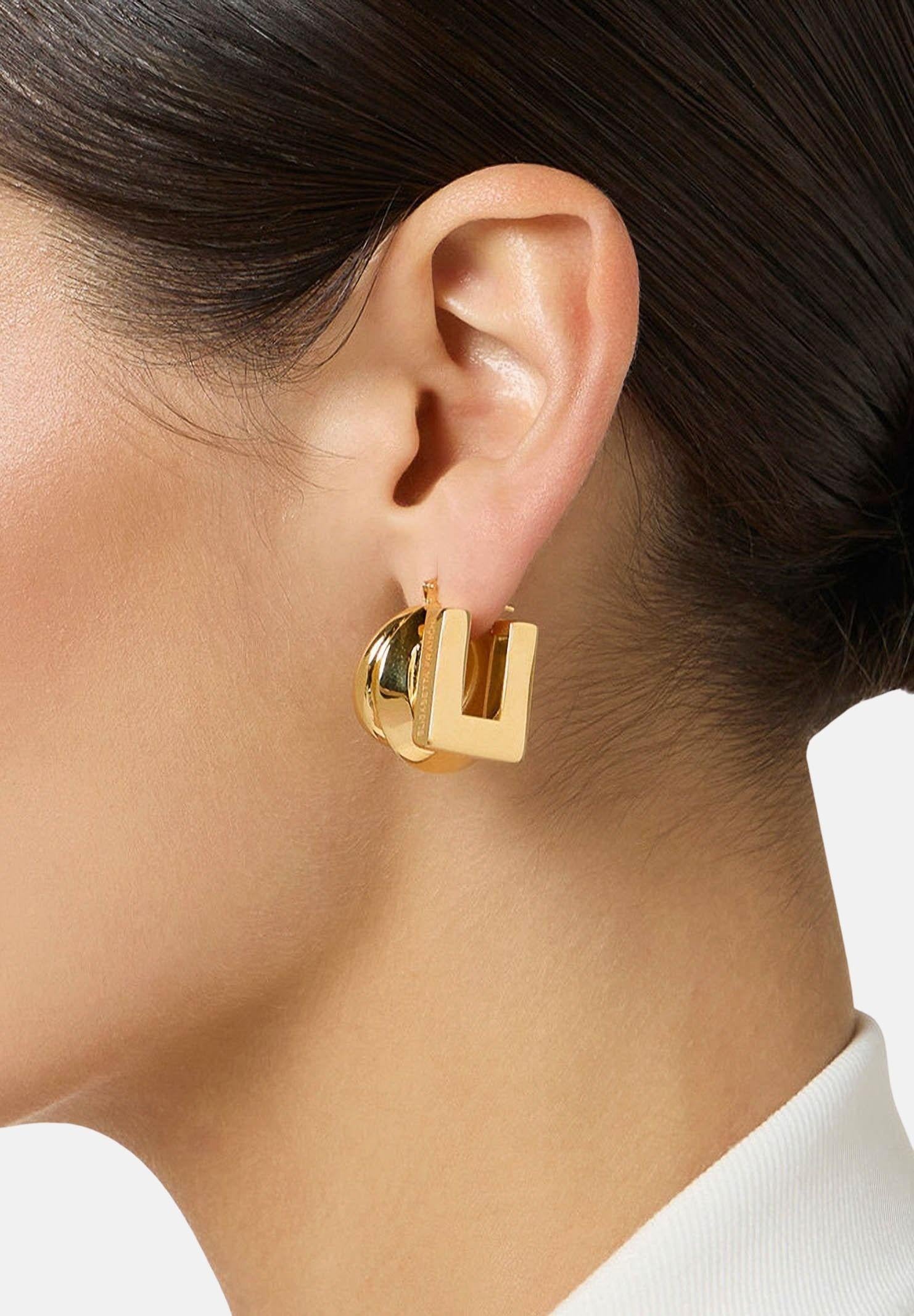 ELISABETTA FRANCHI Orecchini oro da donna con logo inciso OR05B61E2 U95 ELISABETTA FRANCHI 