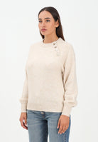 ONLY Maglioncino girocollo beige da donna con bottoni 15302253 PumiceStone ONLY 