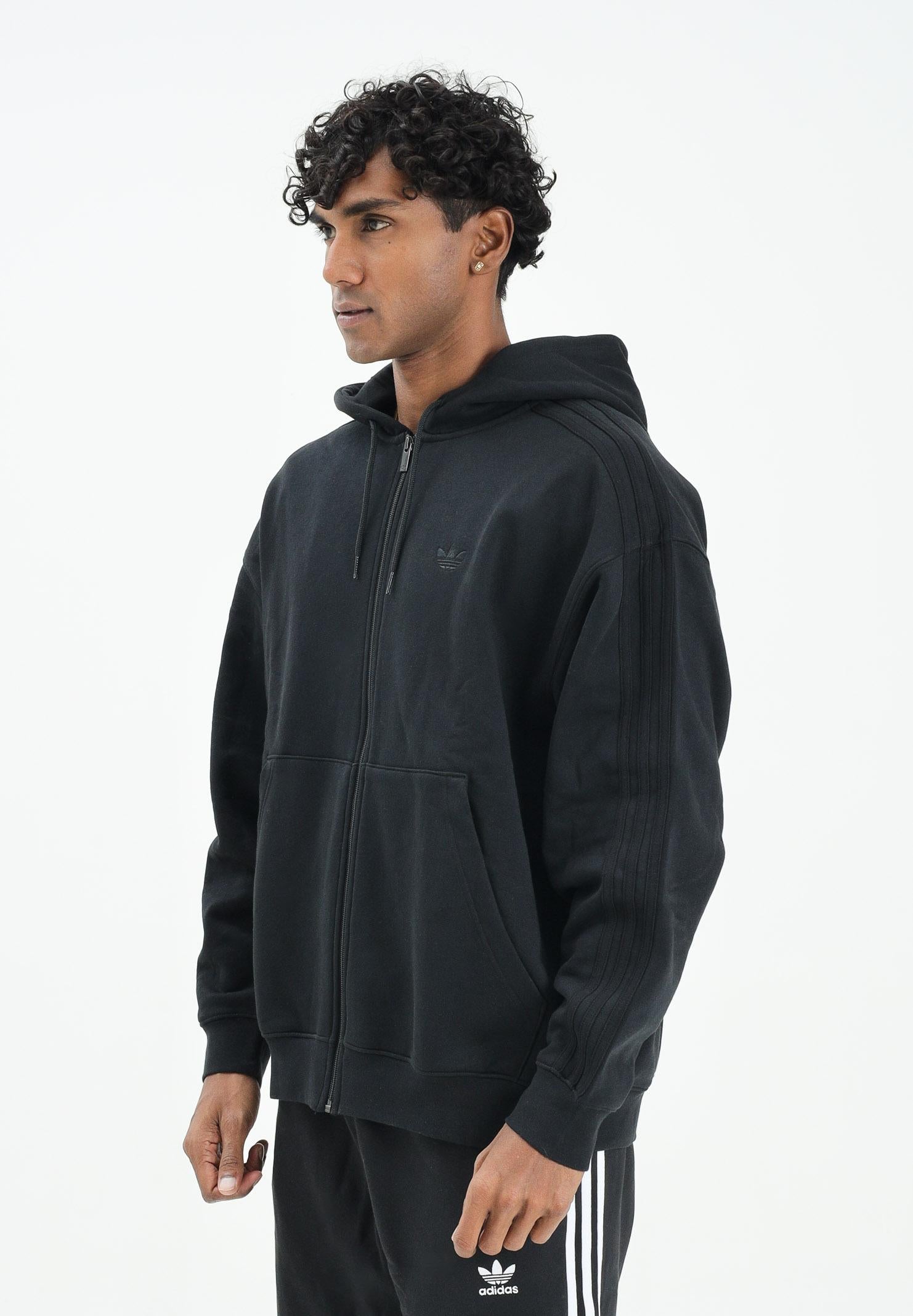 ADIDAS ORIGINALS Felpa con zip adidas adicolor Oversize nera da uomo JW8367  ADIDAS ORIGINALS 