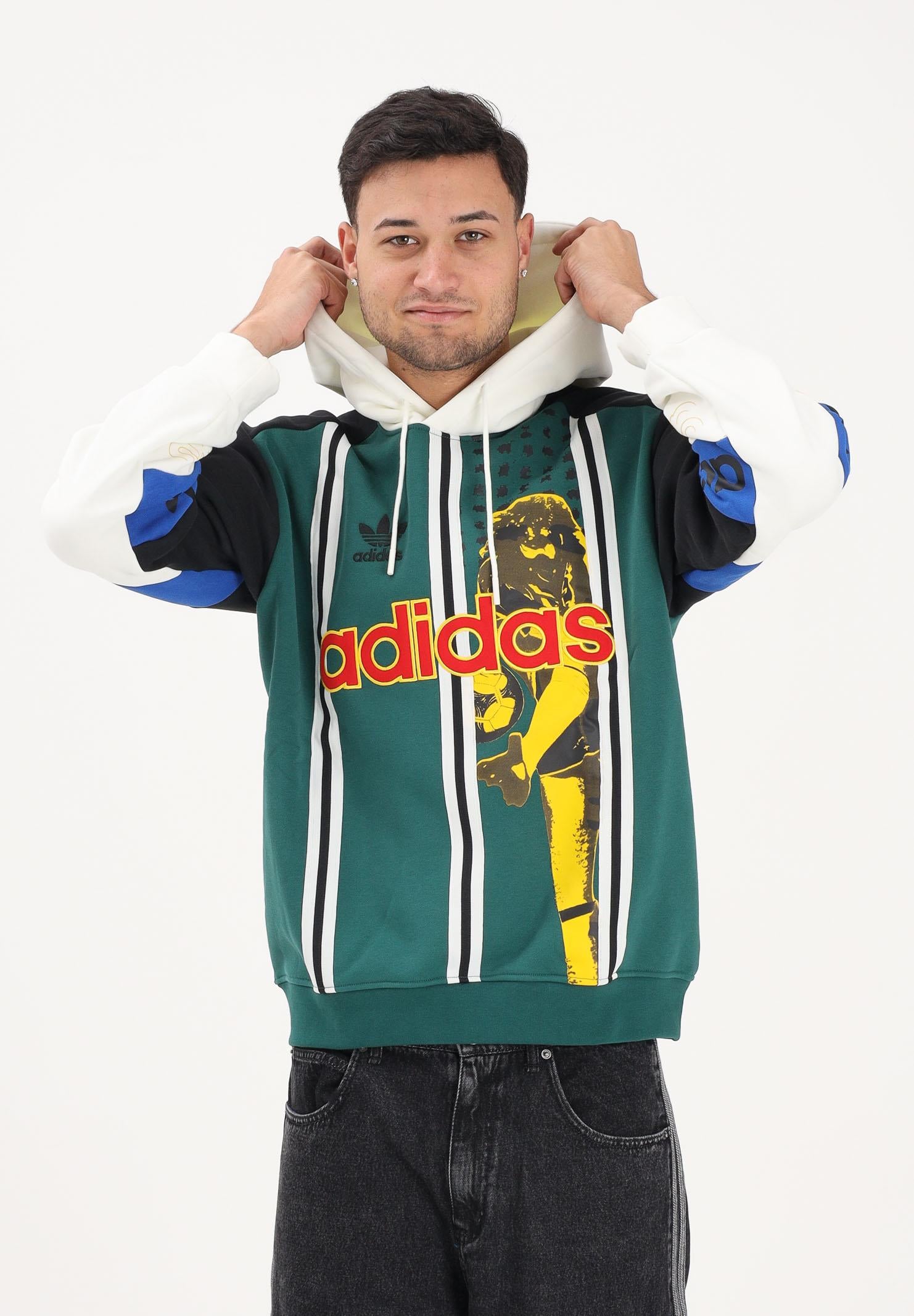 ADIDAS ORIGINALS Felpa con cappuccio Archive Football multicolore da uomo KD1438 . ADIDAS ORIGINALS 