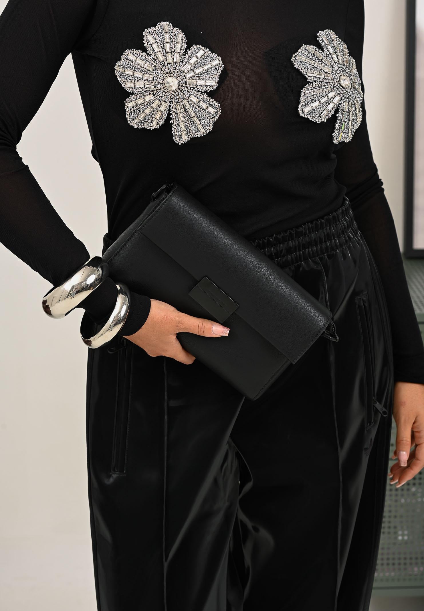 ARMANI EXCHANGE Borsa a tracolla nera da donna con patta magnetica logata XM001643AF17209 UC001 ARMANI EXCHANGE 