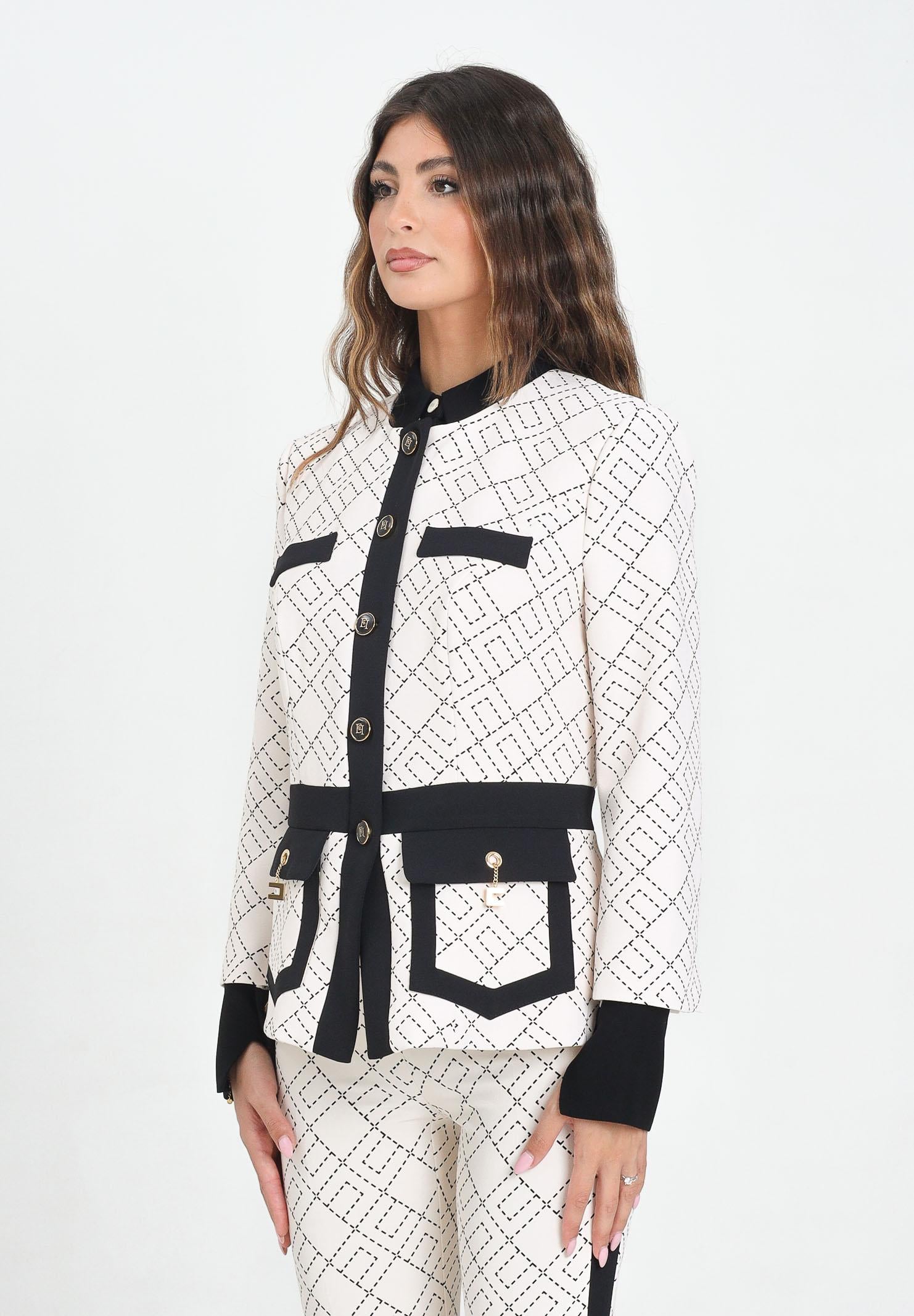 ELISABETTA FRANCHI Giacca panna da donna con fantasia GIS0156E2 EF1 ELISABETTA FRANCHI 
