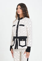 ELISABETTA FRANCHI Giacca panna da donna con fantasia GIS0156E2 EF1 ELISABETTA FRANCHI 