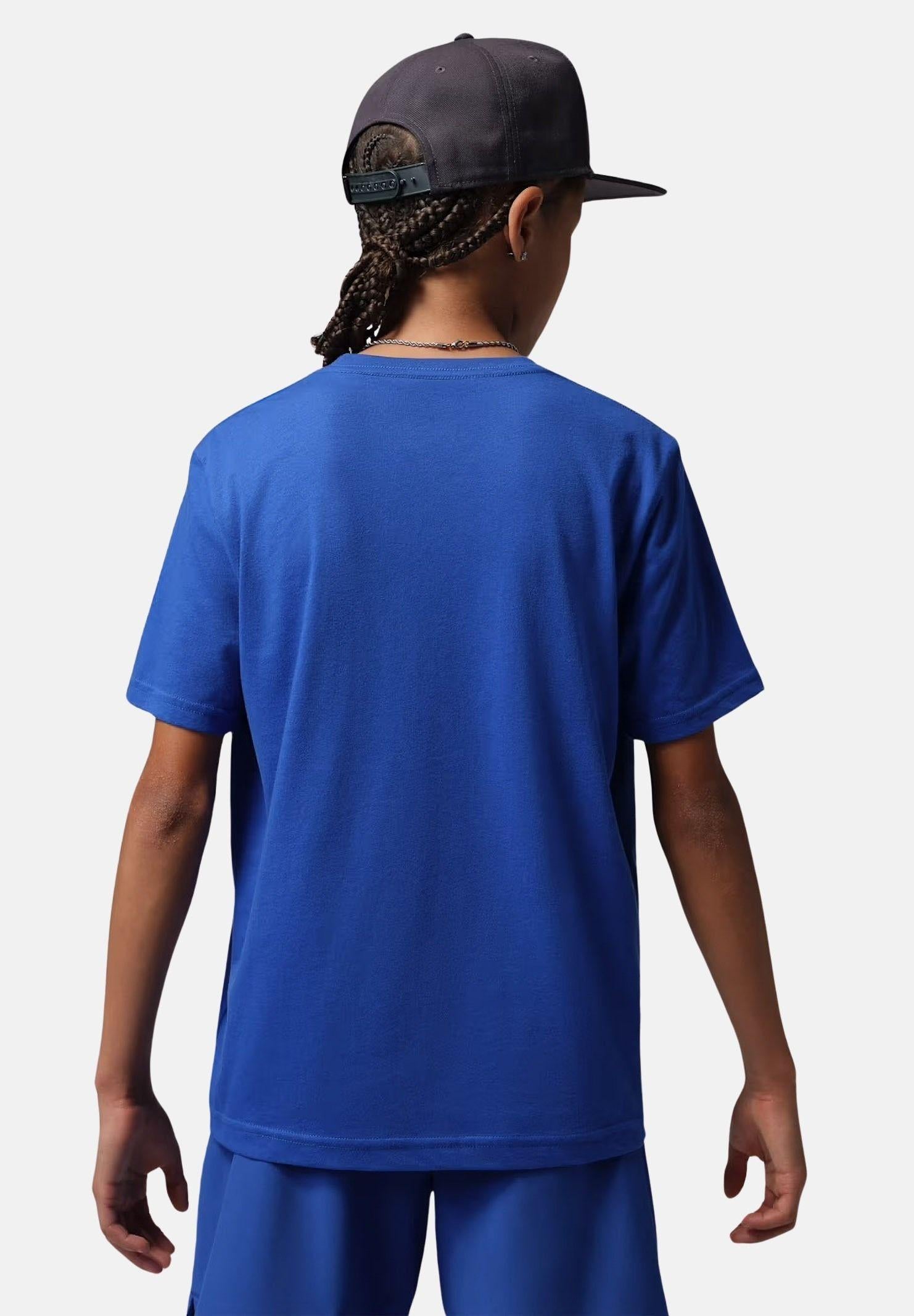 JORDAN T-shirt a manica corta blu per bambino e bambina con ricamo Jumpman 95D266 U89 JORDAN 