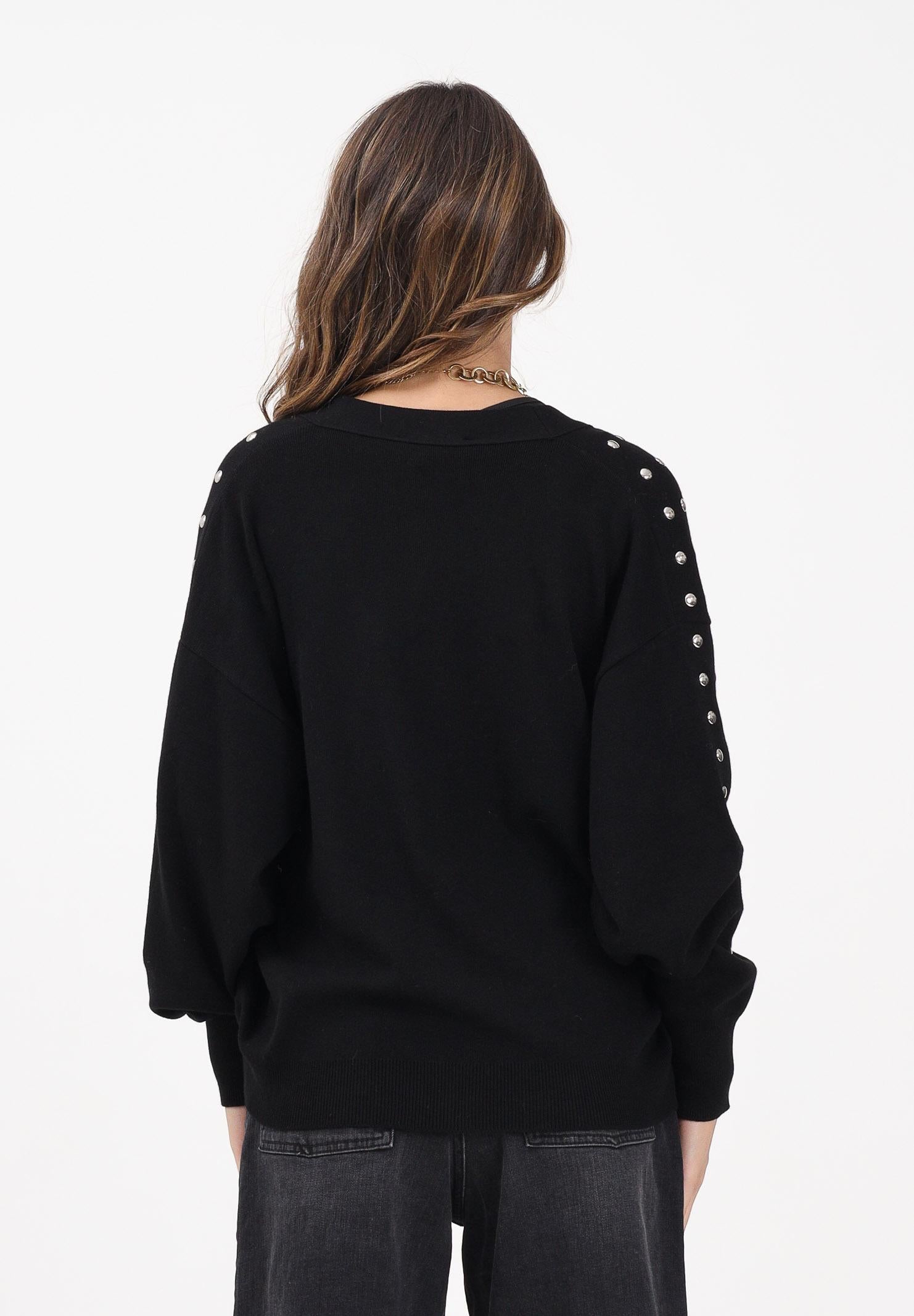 AKEP Cardigan nero da donna con borchie MGKD11098 V1 AKEP 