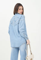 DIESEL Camicia Ckama in denim chiaro per donna, ragazze e bambine con logo Oval D mega-size J02307KXBNK K01 DIESEL 
