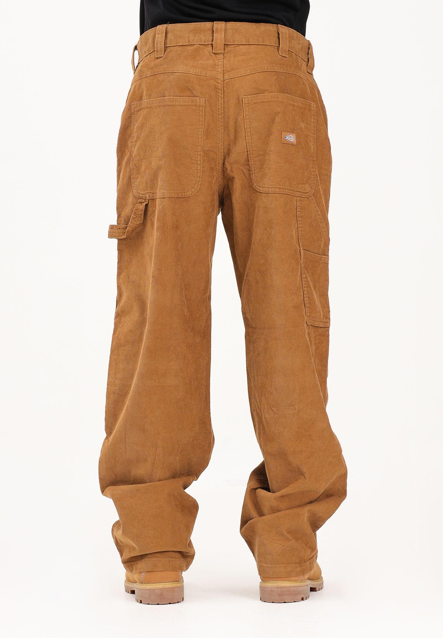 DICKIES pantaloni corduroy carpenter marrone in velluto da uomo a coste dalla vestibilità larga e dal taglio a gamba larga. DK0A863V0BD1  DIckies 