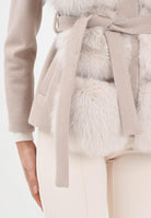 YES LONDON Cappotto corto beige da donna con vera pelliccia CD1203 BE YES LONDON 