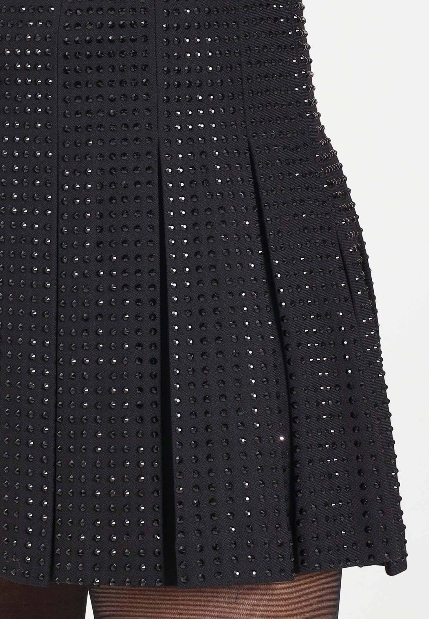 PINKO Gonna corta nera da donna realizzata con lavorazione plissé e strass 105926A287 Z99 PINKO 