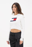 TOMMY JEANS Maglioncino girocollo panna da donna con logo DW0DW21690YBH  TOMMY JEANS 