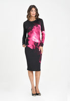 VERSACE JEANS COUTURE Abito midi nero da donna con stampa artistica effetto smoke 79HAO9P0JS526 474 VERSACE JEANS COUTURE 