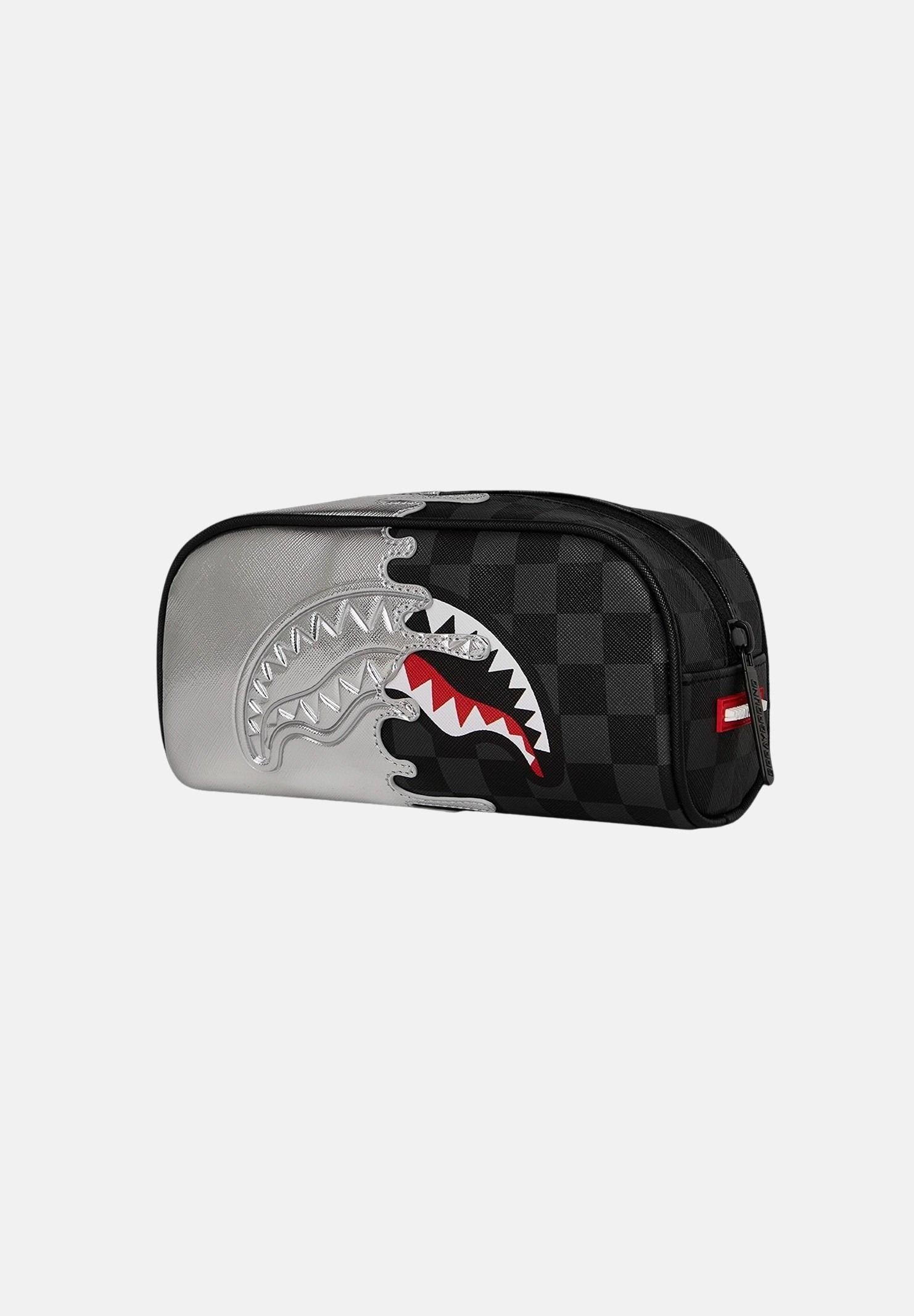 SPRAYGROUND Astuccio Silver Side Drip Black Check nero e argento per uomo e donna 910B8927NSZ . SPRAYGROUND 