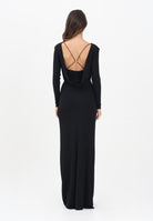 ELISABETTA FRANCHI Abito lungo nero da donna in jersey crêpe fluido<BR/> ABR0356E2 110 ELISABETTA FRANCHI 