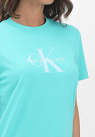 CALVIN KLEIN JEANS T-shirt a manica corta turchese da donna con logo "CK Calvin Klein" LV047B865GXDZ  CALVIN KLEIN JEANS 