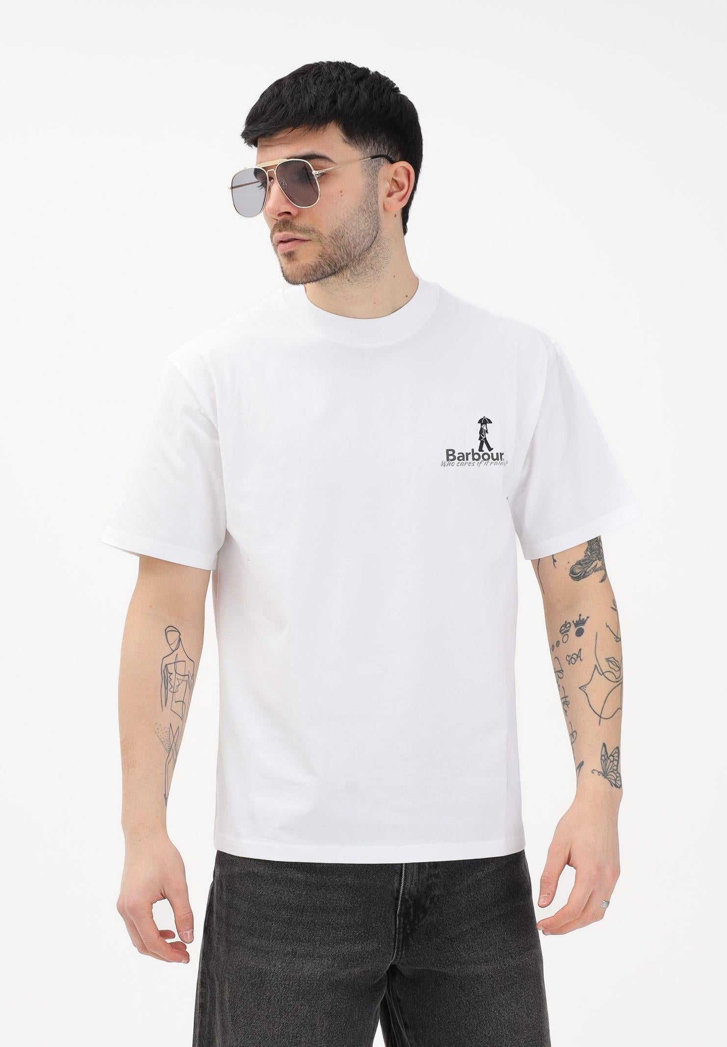 BARBOUR T-shirt a manica corta bianca da uomo con stampa 261-MTS1573 WH11 BARBOUR 