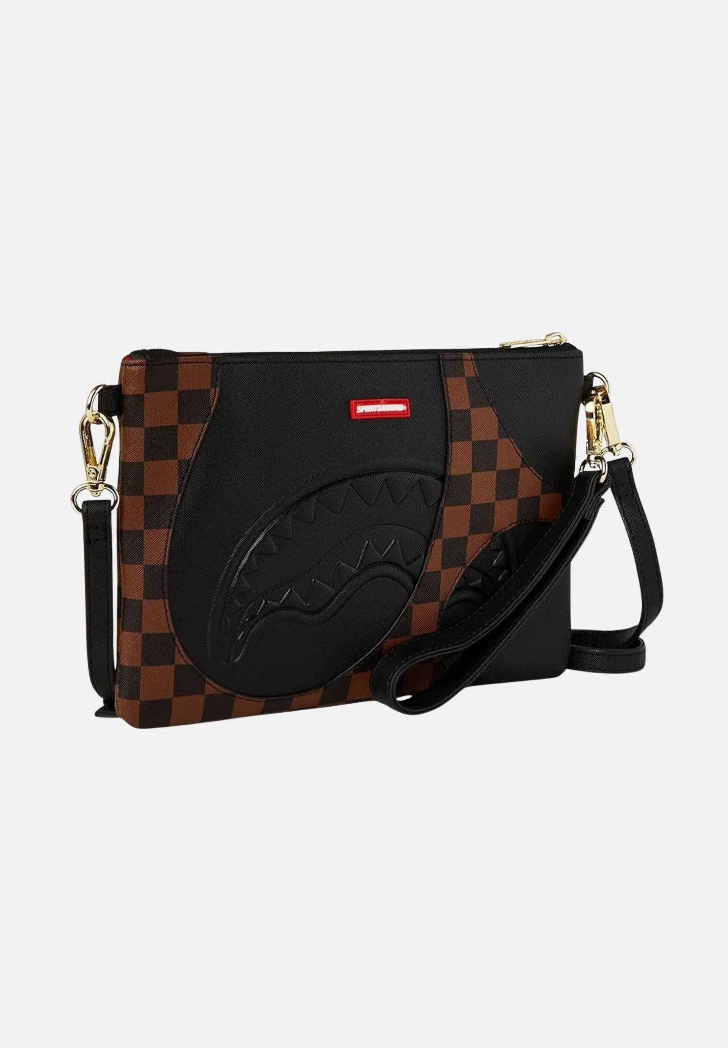 SPRAYGROUND Pochette JETSTREAM BROWN CROSSOVER CLUTCH marrone e nera per uomo e donna 910B8283NSZ . SPRAYGROUND 