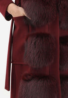 YES LONDON Cappotto bordeaux da donna con dettagli in vera pelliccia di volpe CD1207 BDX YES LONDON 