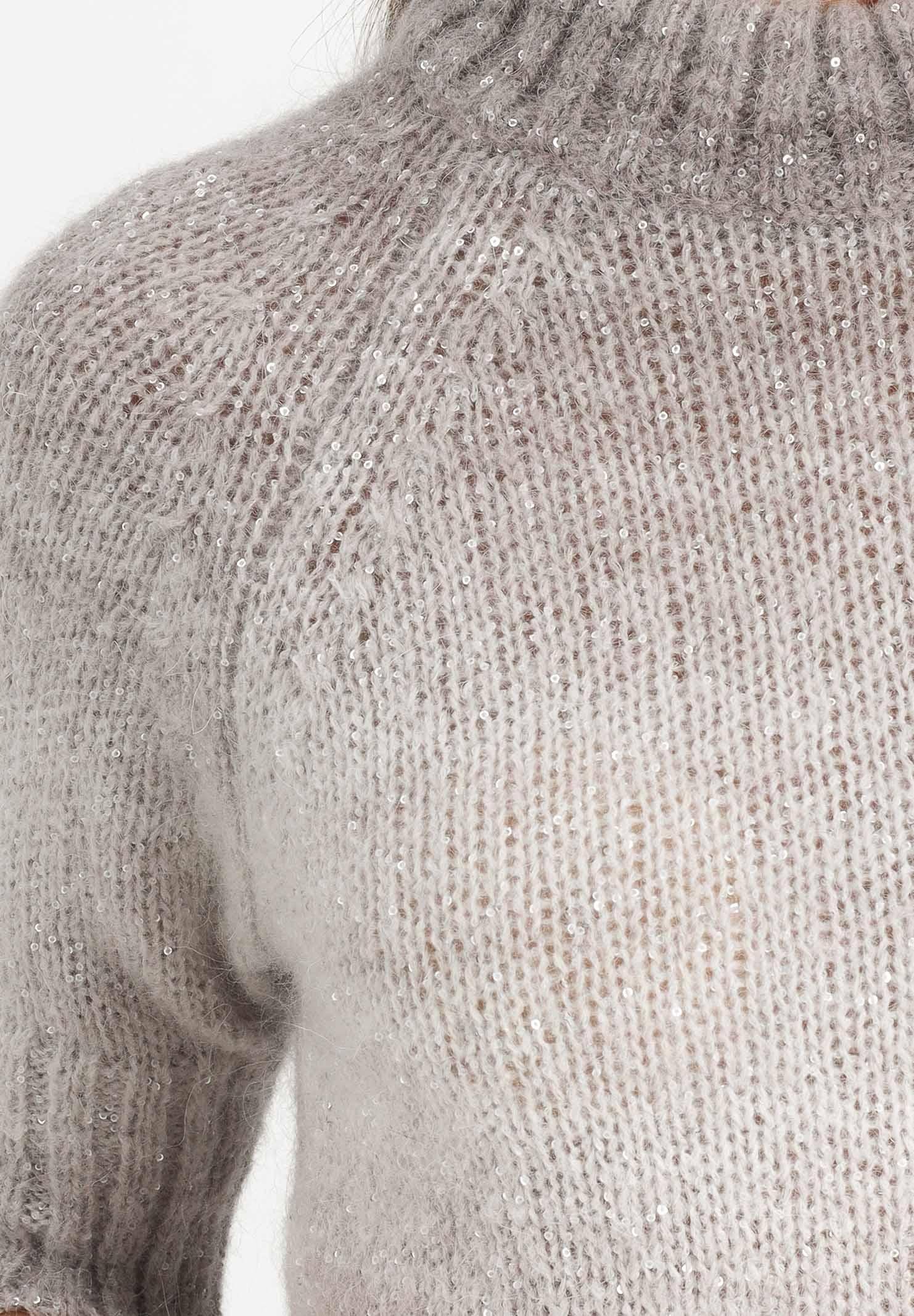 SIMONA CORSELLINI Maglioncino girocollo da donna in filato sfumato grigio e beige con fili lurex A25CPMGO0401-C00194 V0703 SIMONA CORSELLINI 