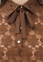 MAX MARA Polo a manica corta MSTVELLO marrone da donna realizzata in pizzo a fiore 2616941011600 002 MAXMARA 