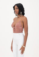 PATRIZIA PEPE Body in tulle e pizzo stretch terracotta da donna 2I0143A602 B885 PATRIZIA PEPE 