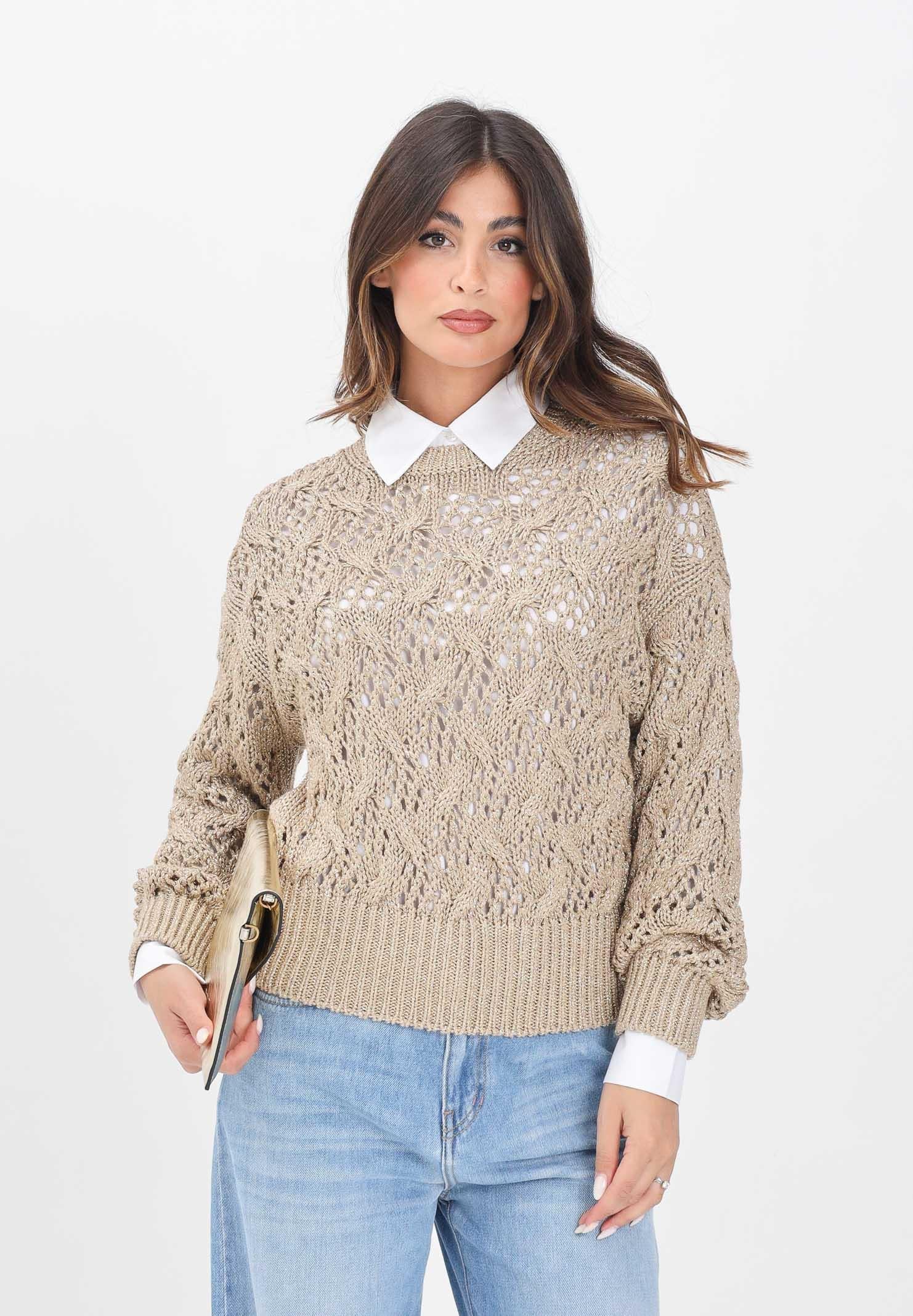 MAX MARA Maglioncino girocollo oro da donna in cordonetto a rombi 2526366141600 001 MAX MARA 